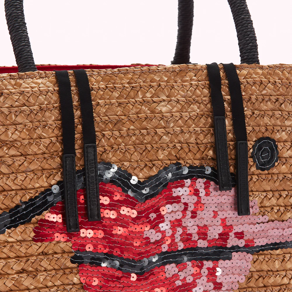 NATURAL STRAW BEAUTY SPOT SUZY TOTE BAG - Image 3