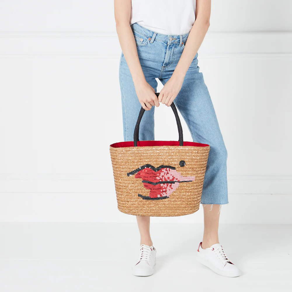 NATURAL STRAW BEAUTY SPOT SUZY TOTE BAG - Image 5