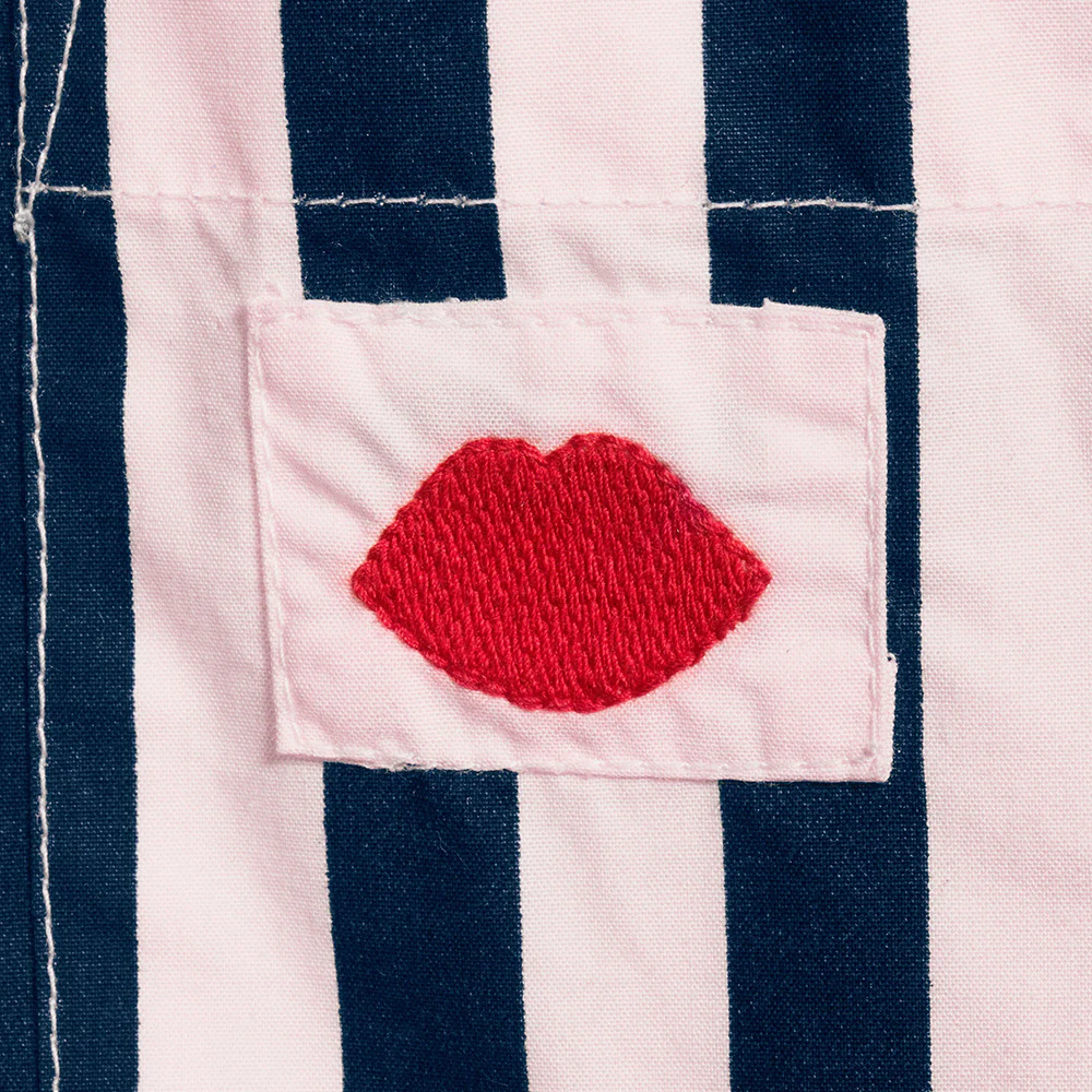NAVY & PINK STRIPED PETER PAN COLLAR SLEEP SET - Image 3
