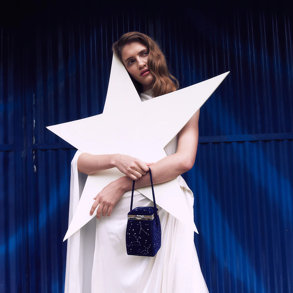 NAVY VELVET COSMIC HALLEY HANDBAG - Image 6