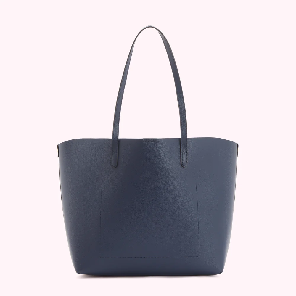 NAVY LEATHER LARGE IVY TOTE BAG - Image 4