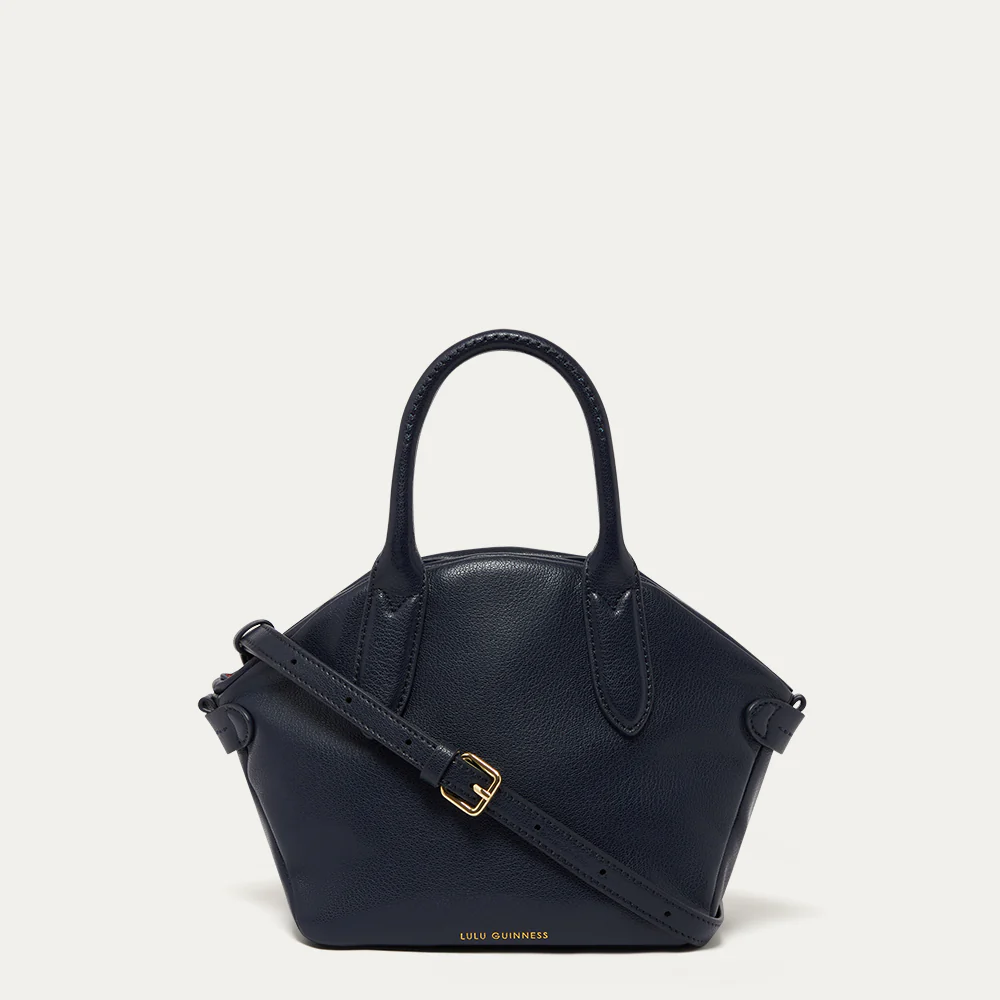 NAVY LEATHER SIMONE HANDHELD BAG