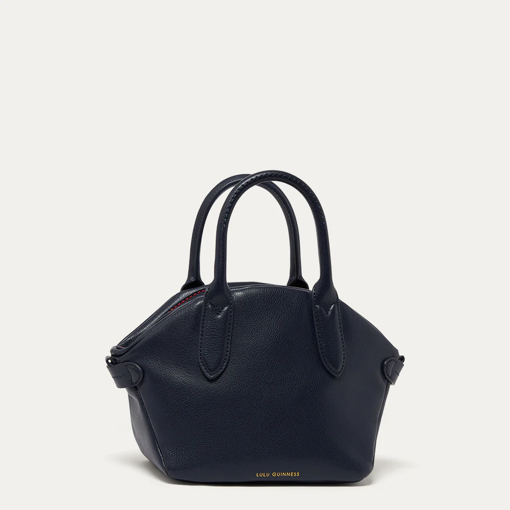 NAVY LEATHER SIMONE HANDHELD BAG - Image 2