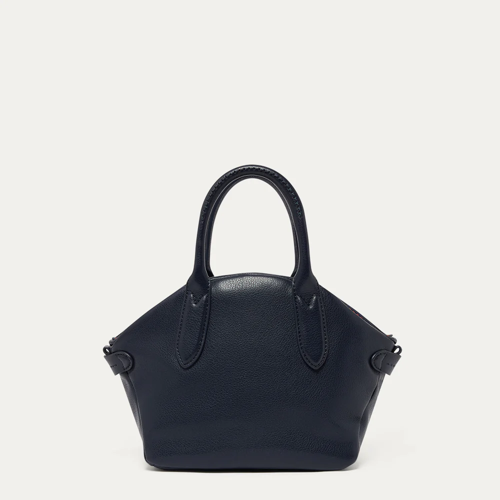 NAVY LEATHER SIMONE HANDHELD BAG - Image 3