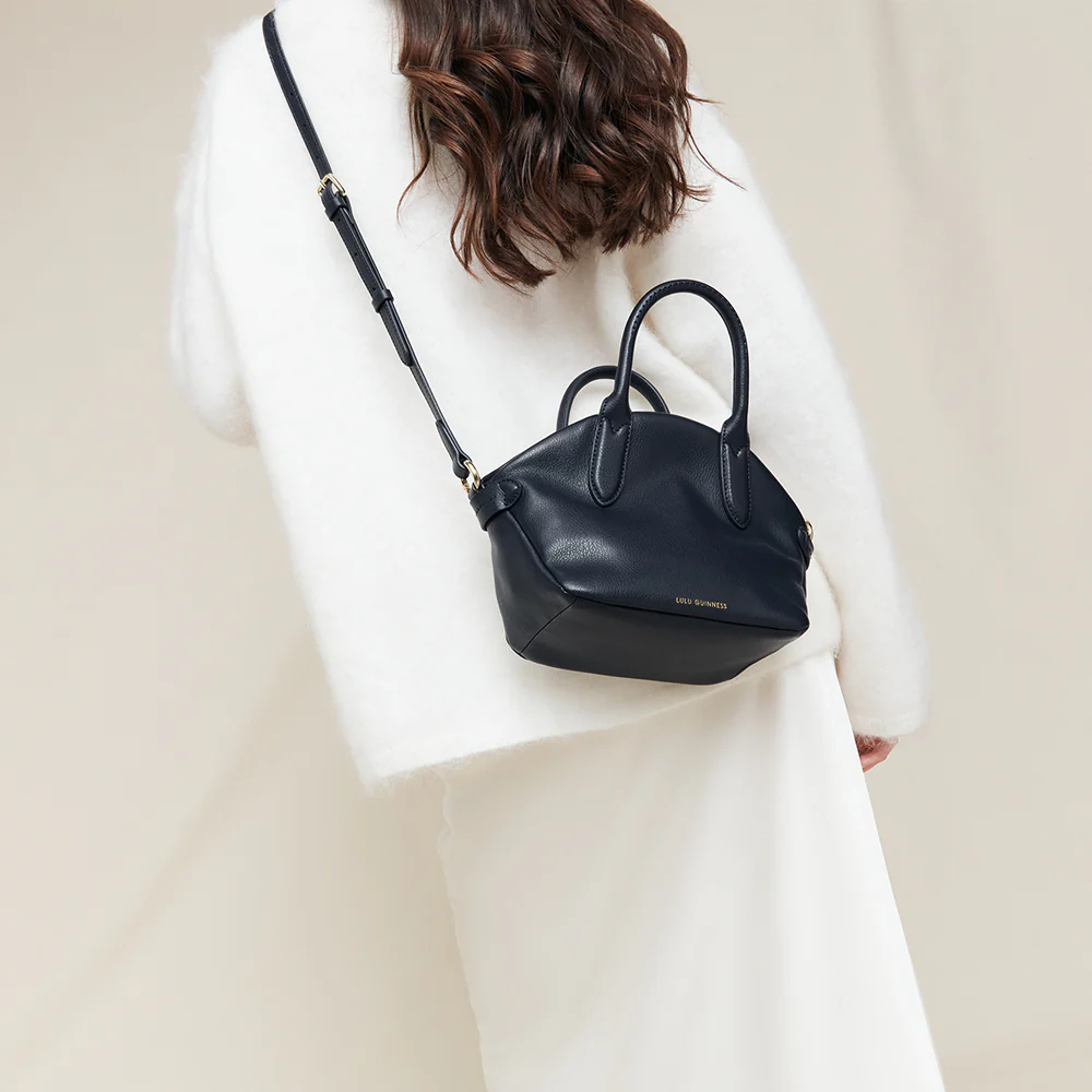 NAVY LEATHER SIMONE HANDHELD BAG - Image 7