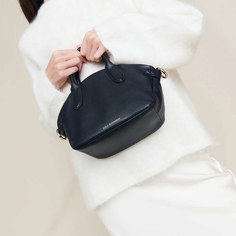 NAVY LEATHER SIMONE HANDHELD BAG - Image 8