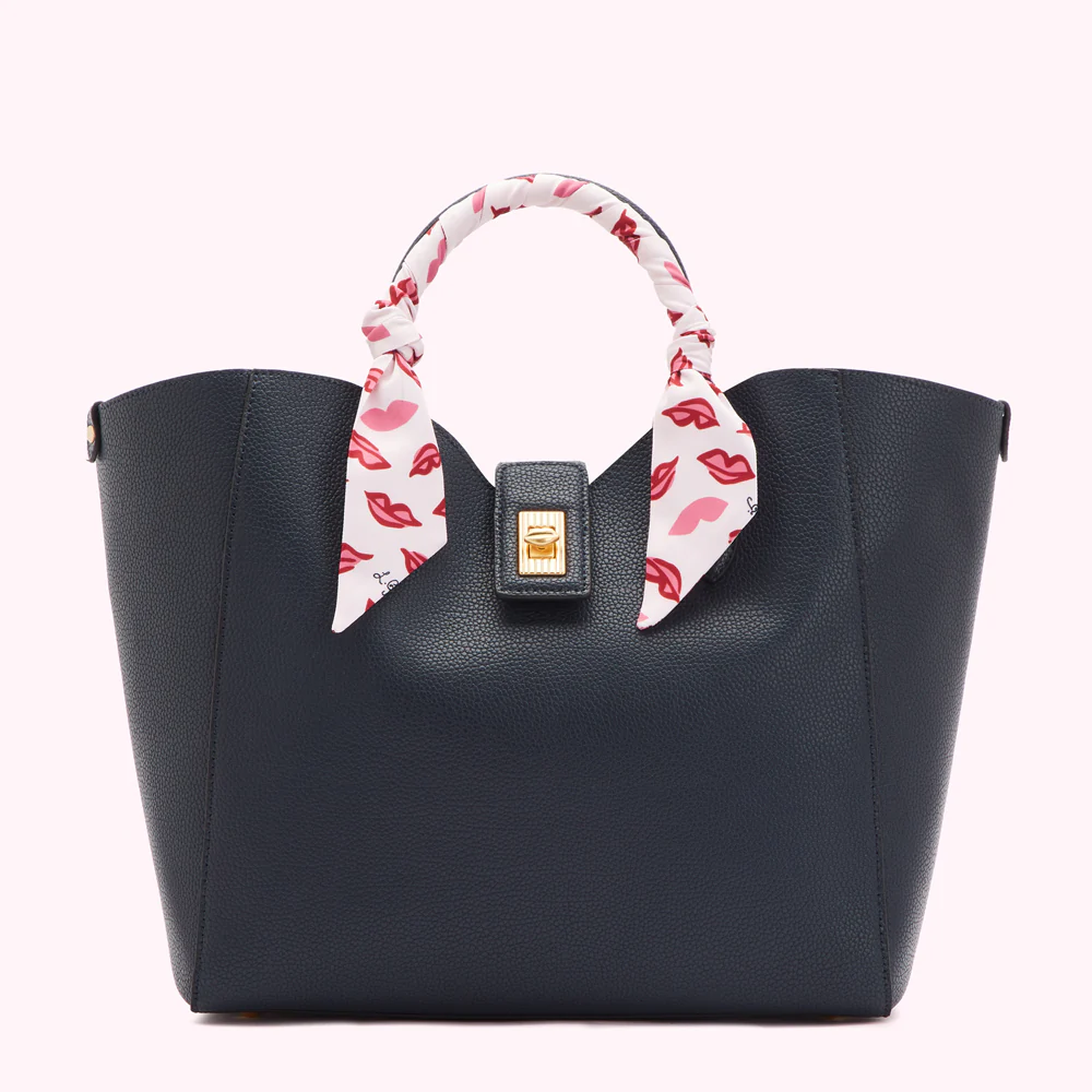 NAVY LIP TURNLOCK SCARF LUELLA TOTE BAG