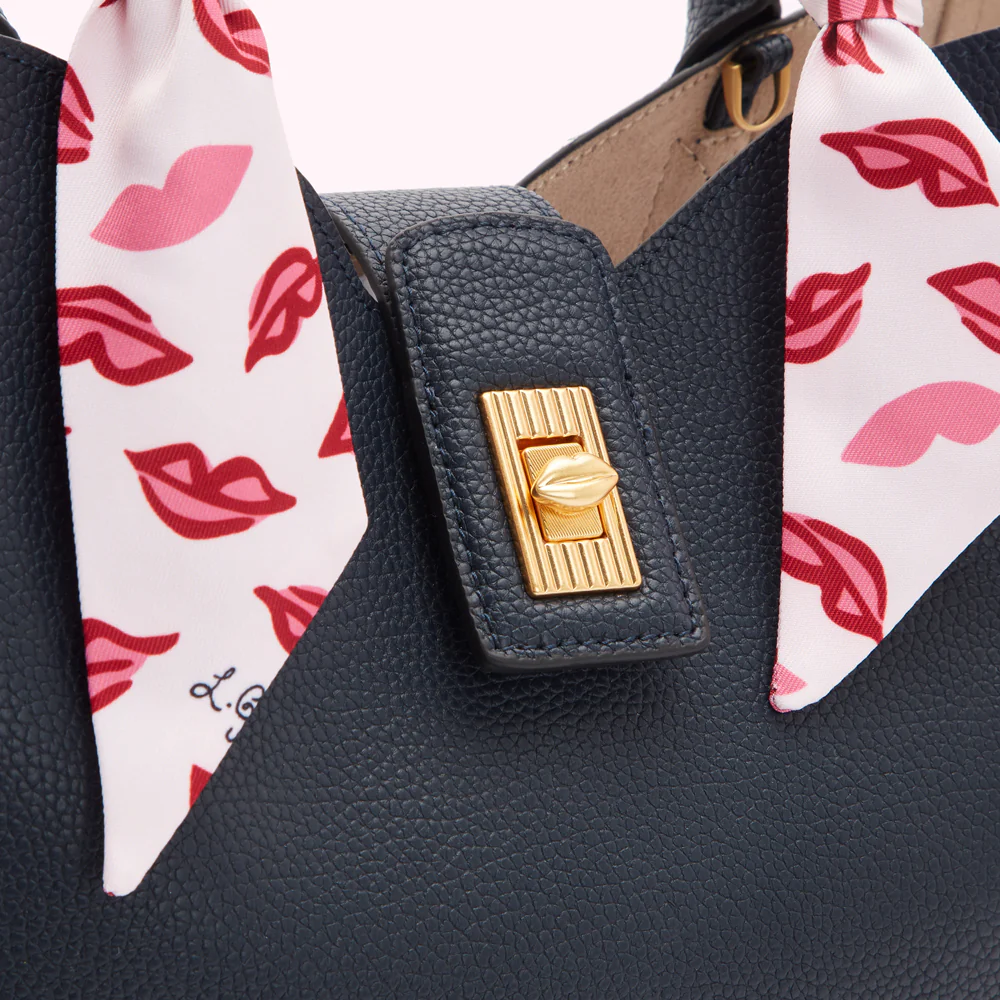 NAVY LIP TURNLOCK SCARF LUELLA TOTE BAG - Image 3