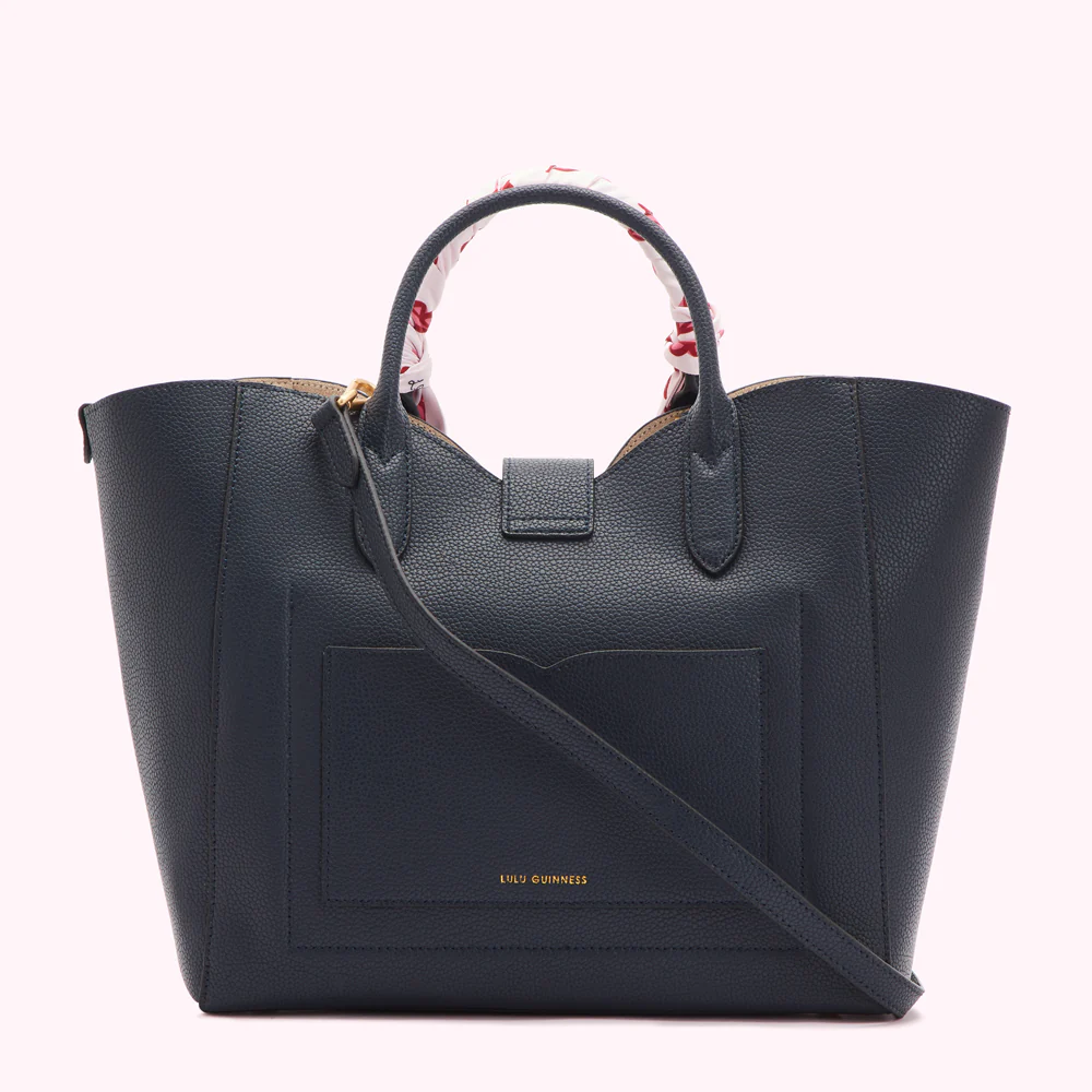 NAVY LIP TURNLOCK SCARF LUELLA TOTE BAG - Image 4