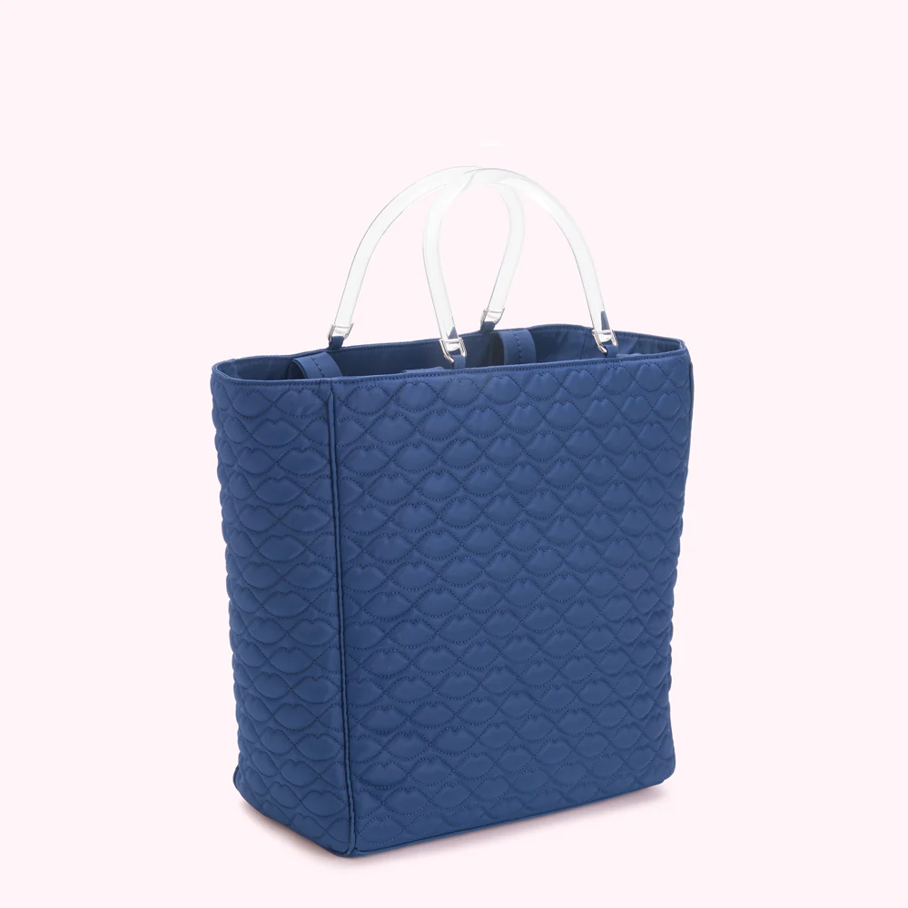 NAVY QUILTED LIPS LYRA TOTE BAG - Image 3