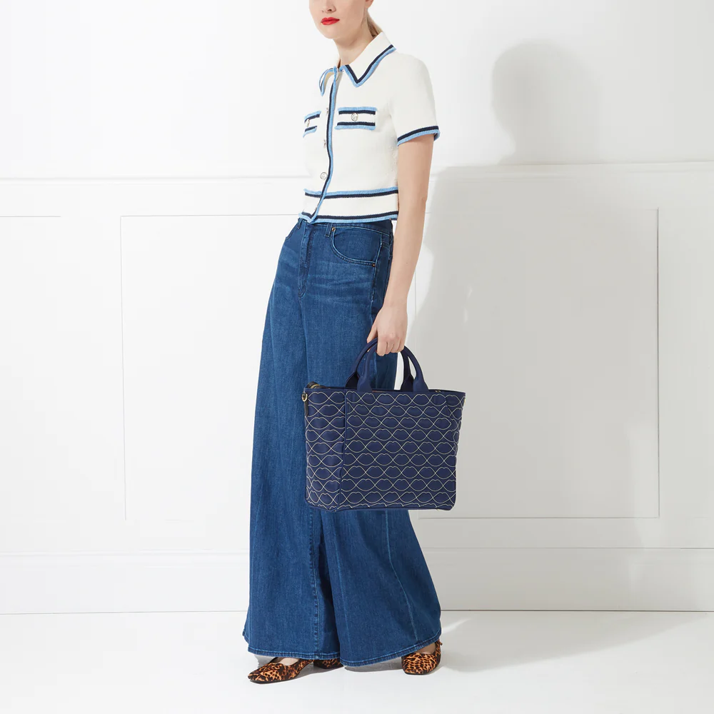 NAVY QUILTED LIPS CARLY TOTE BAG - Image 5