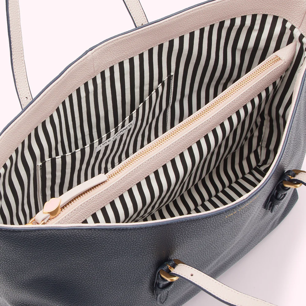 NAVY REVERSIBLE HANDLES JUDE TOTE BAG - Image 2