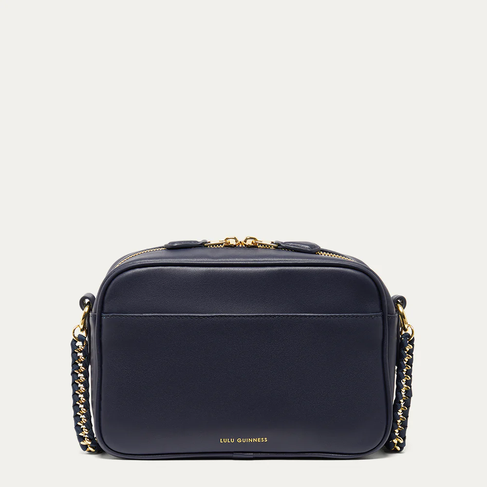 NAVY LIP RIPPLE QUILTED LEATHER BELLA CROSSBODY BAG - Image 3