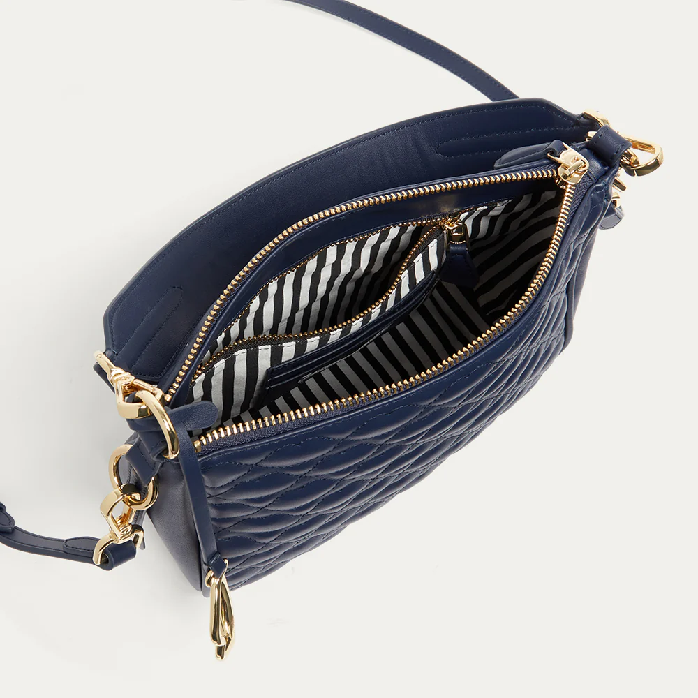 NAVY QUILTED LIP LEATHER CALLIE CROSSBODY BAG - Image 4
