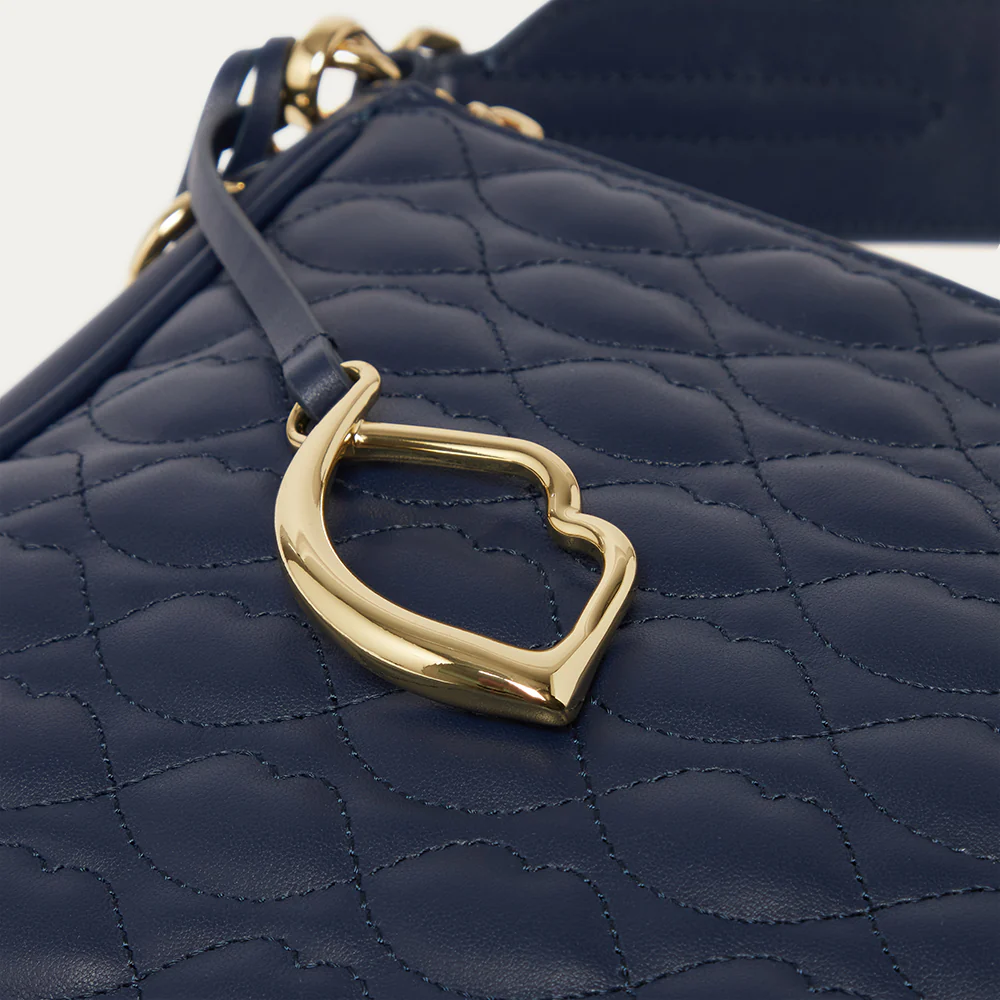 NAVY QUILTED LIP LEATHER CALLIE CROSSBODY BAG - Image 5