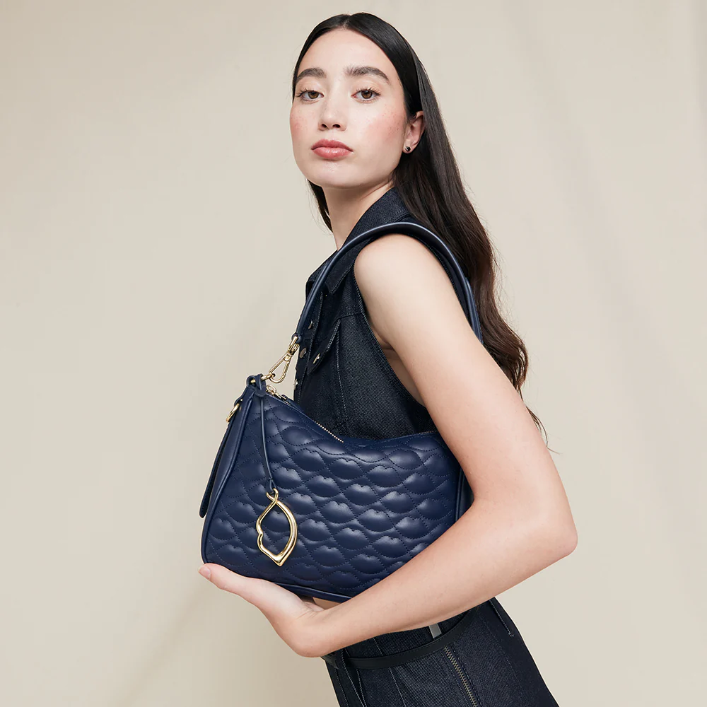NAVY QUILTED LIP LEATHER CALLIE CROSSBODY BAG - Image 7