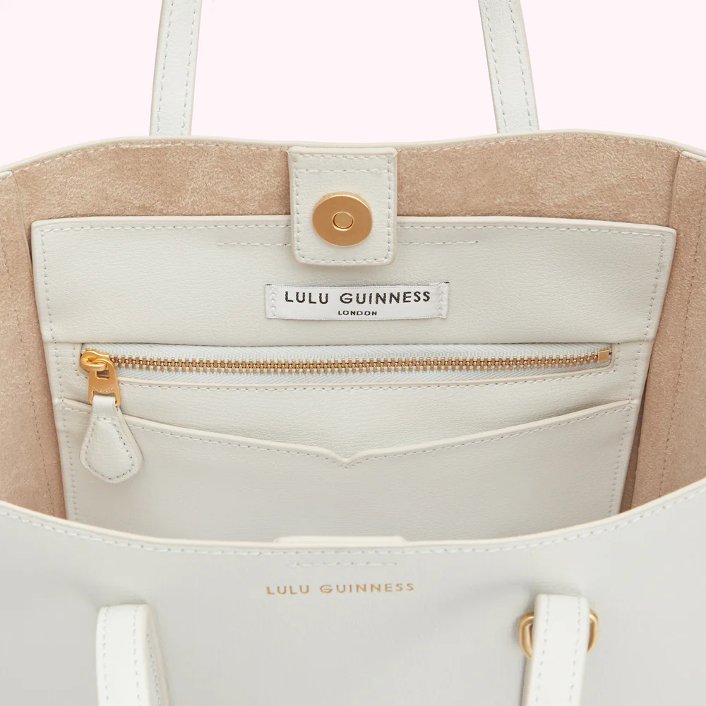 OYSTER LEATHER I LOVE LULU GARBO TOTE BAG - Image 4