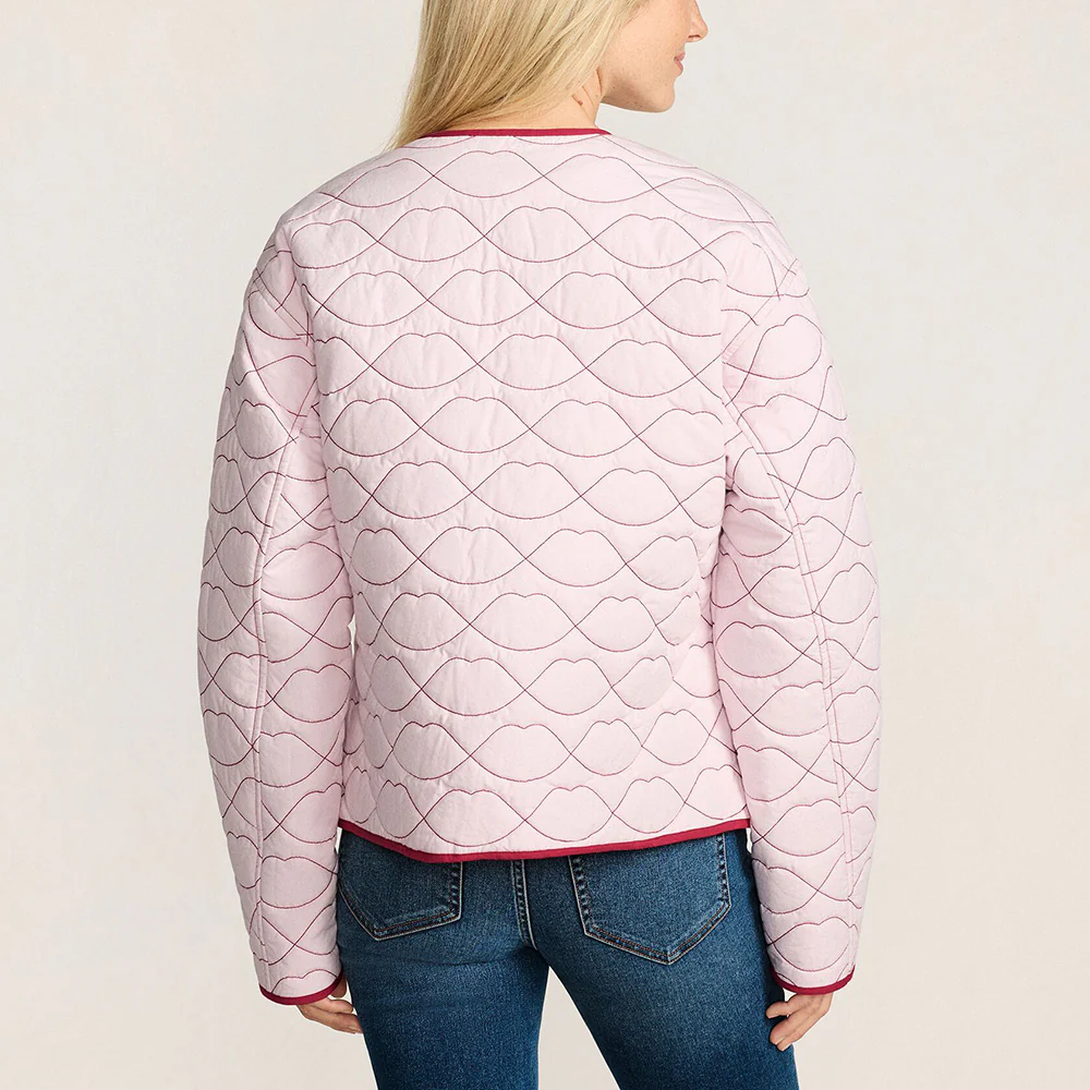 PALE PINK & RED LIP QUILTED JACKET - Image 3
