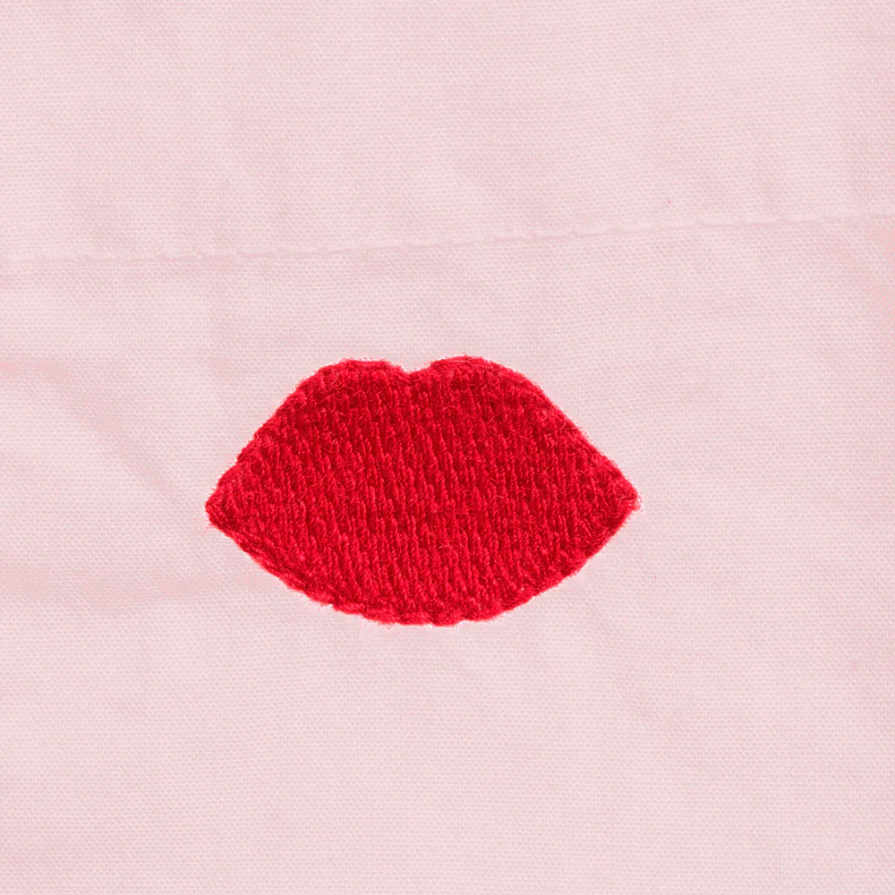 PALE PINK BUTTON THROUGH LIP EMBROIDERED SHIRT - Image 2