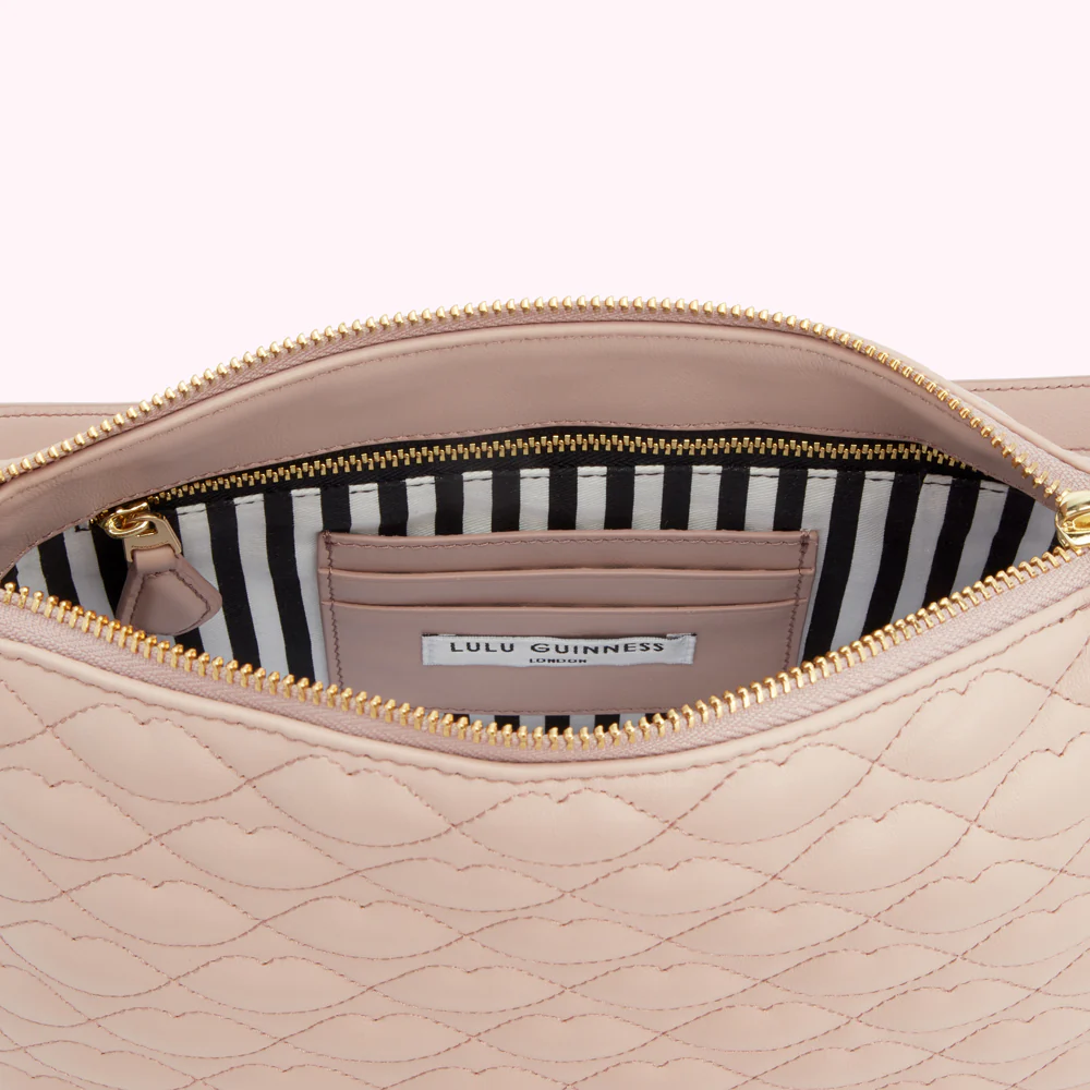 PEBBLE PINK SMALL QUILTED LIP LEATHER CALLIE CROSSBODY BAG - Image 4