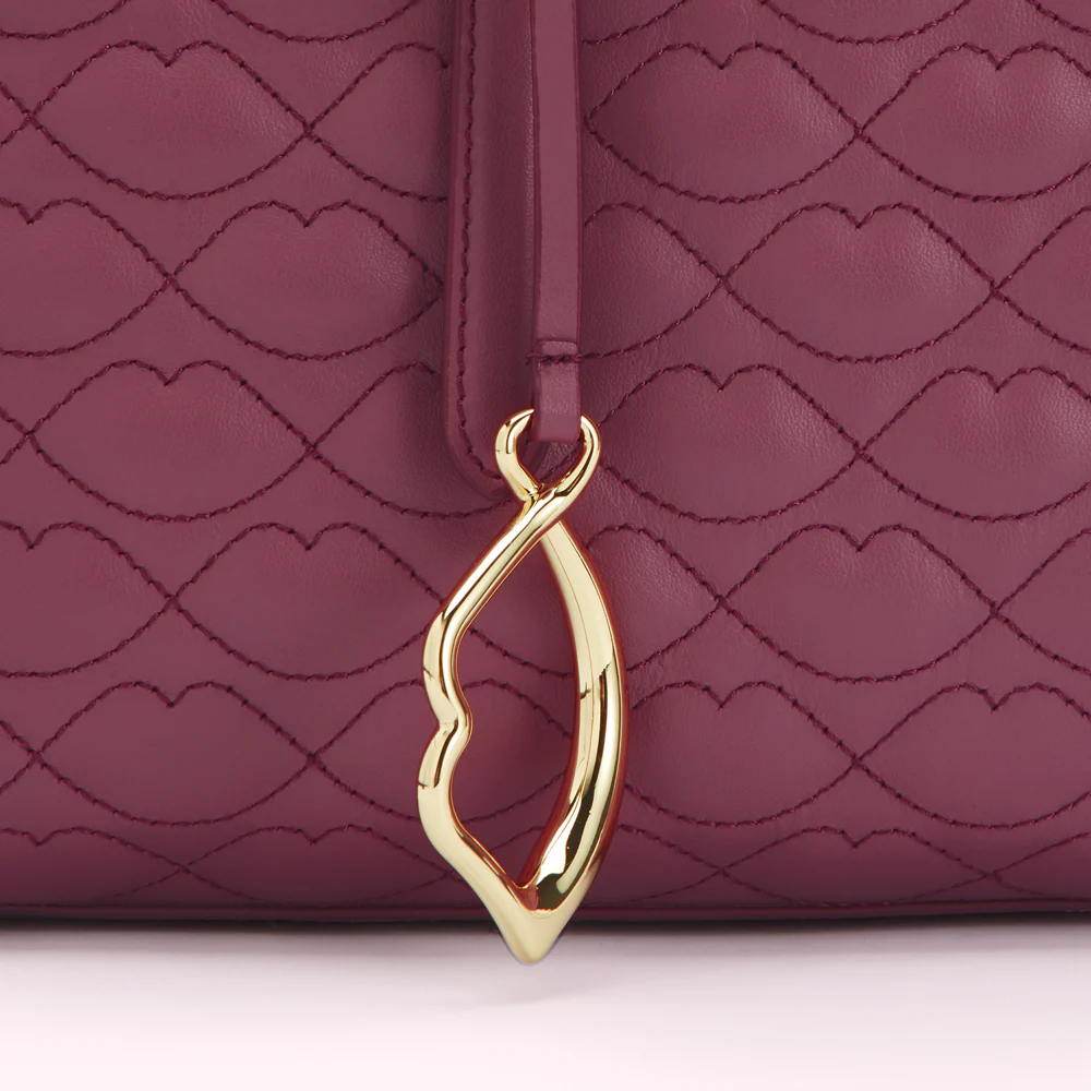 PEONY QUILTED LIP TAYLOR LEATHER HANDBAG - Image 6