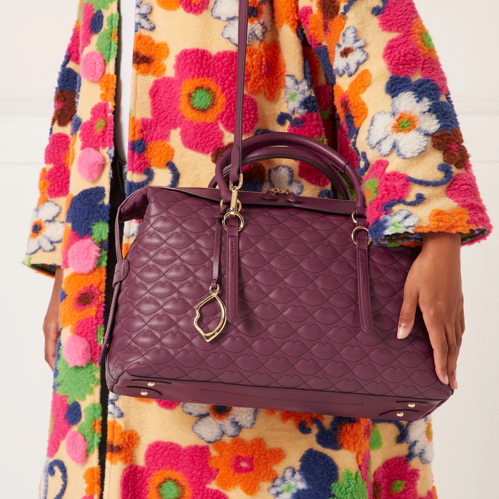 PEONY QUILTED LIP TAYLOR LEATHER HANDBAG - Image 8