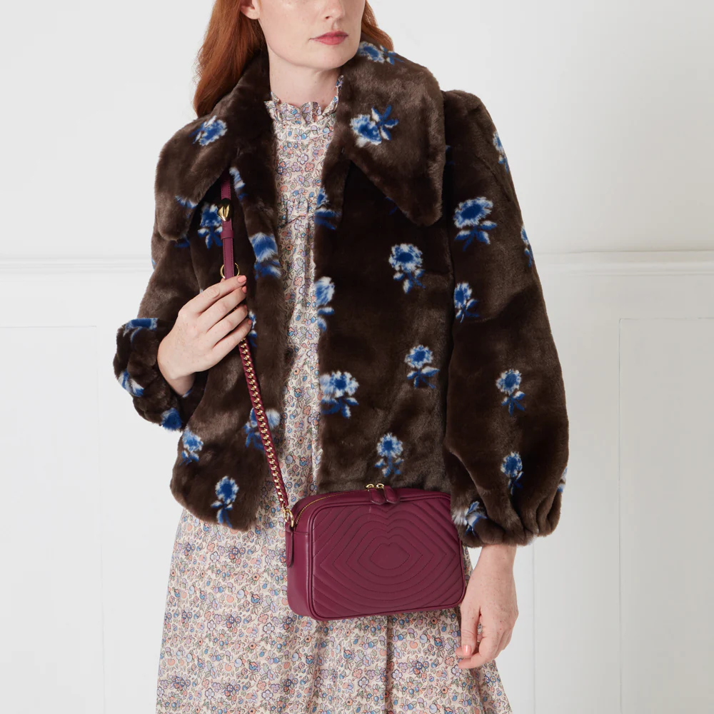 PEONY LIP RIPPLE QUILTED LEATHER BELLA CROSSBODY BAG - Image 6