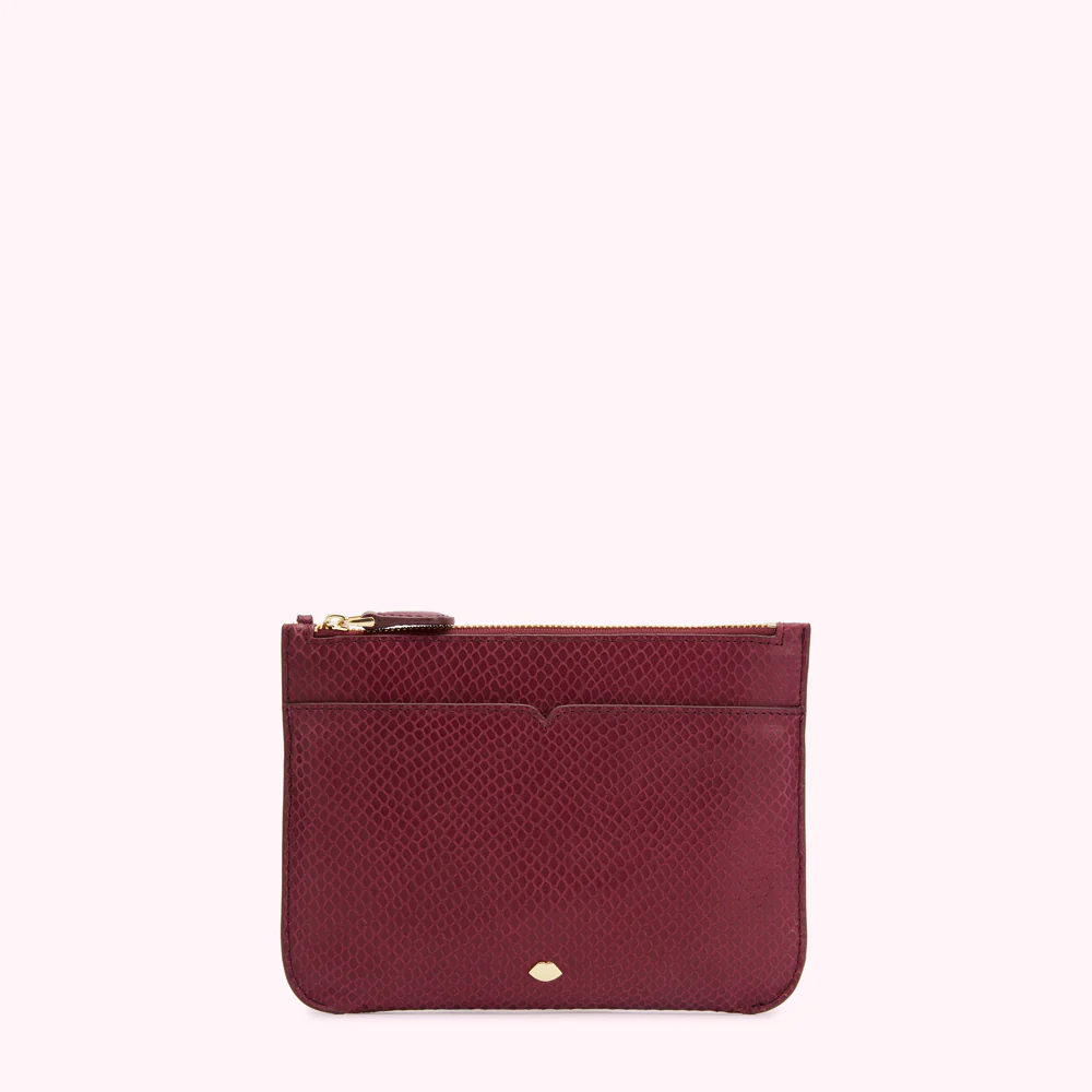 PEONY SNAKE EMBOSSED LEATHER AVA POCHETTE