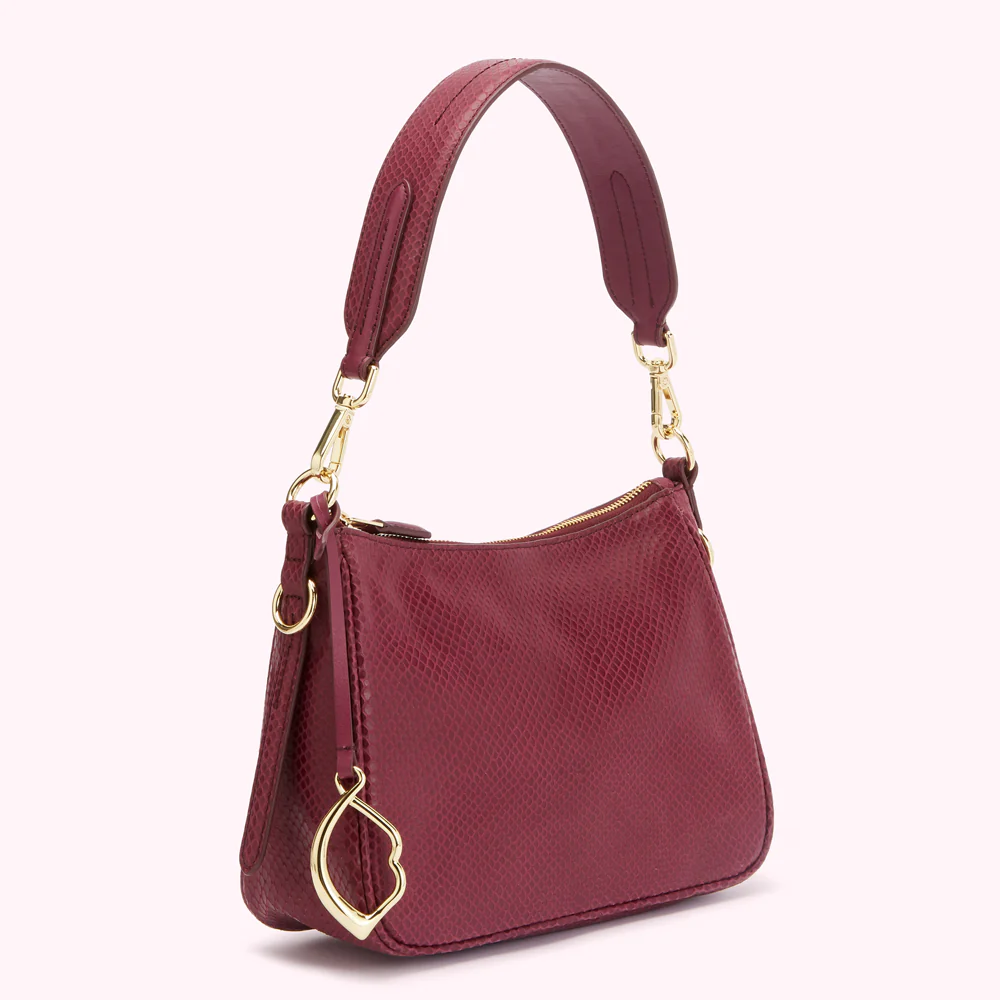 PEONY SMALL SNAKE EMBOSSED LEATHER CALLIE CROSSBODY BAG - Image 3