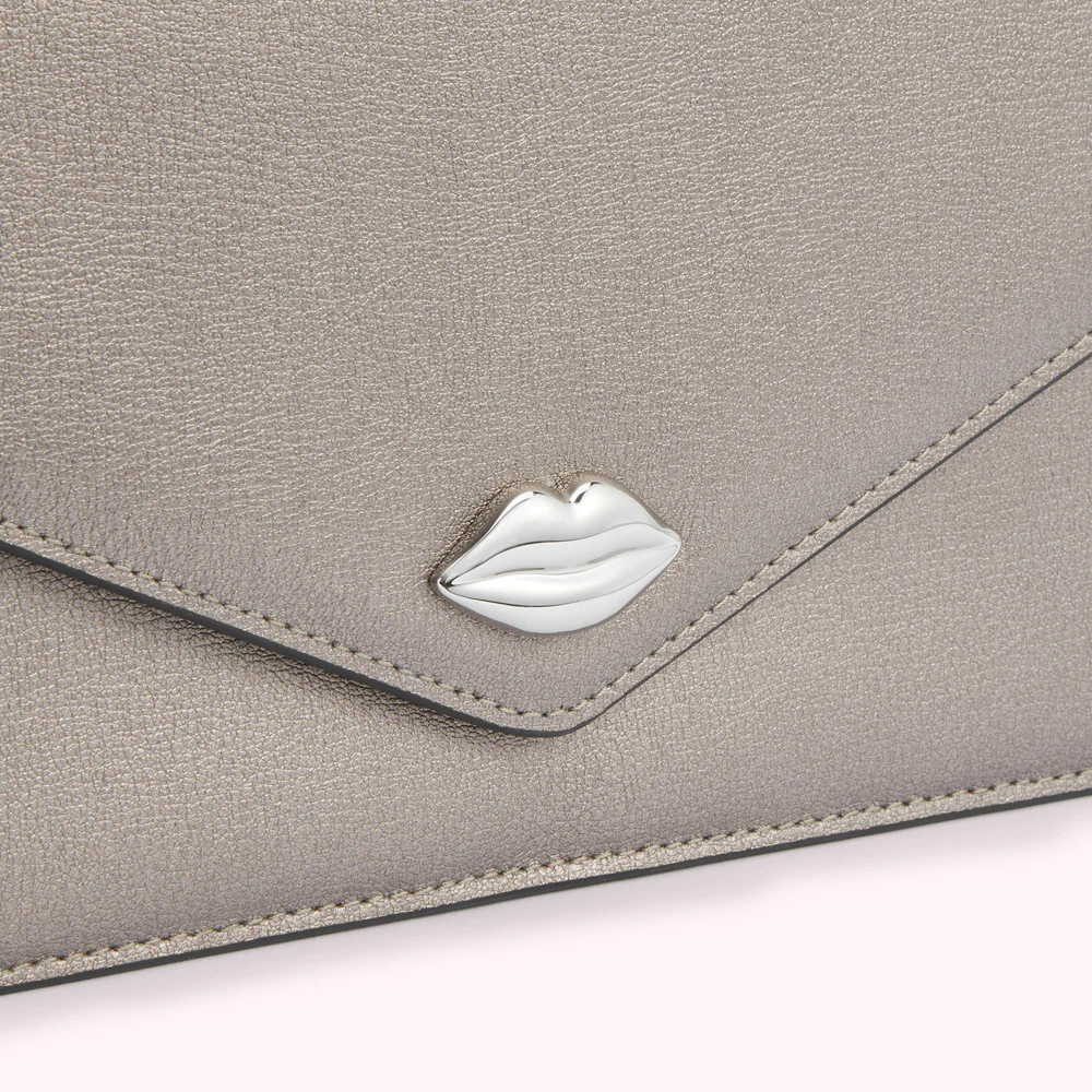 PEWTER TEXTURED LEATHER RUDY CLUTCH BAG - Image 3
