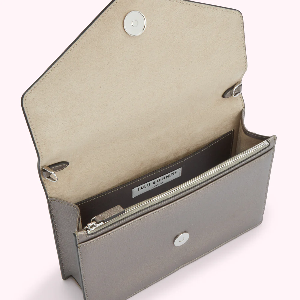 PEWTER TEXTURED LEATHER RUDY CLUTCH BAG - Image 4