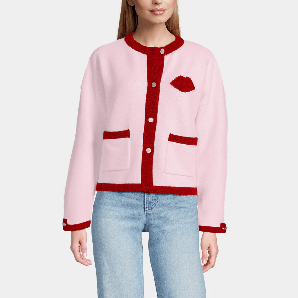 PINK & RED LADY LULU KNITTED SWEATER JACKET - Image 3