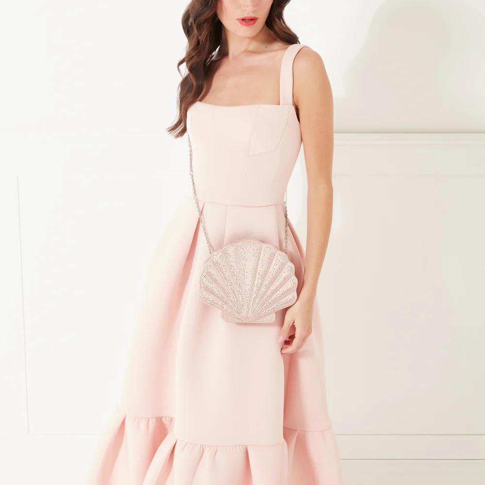 POWDER SATIN SHELL CLUTCH WITH SWAROVSKI® CRYSTALS - Image 7