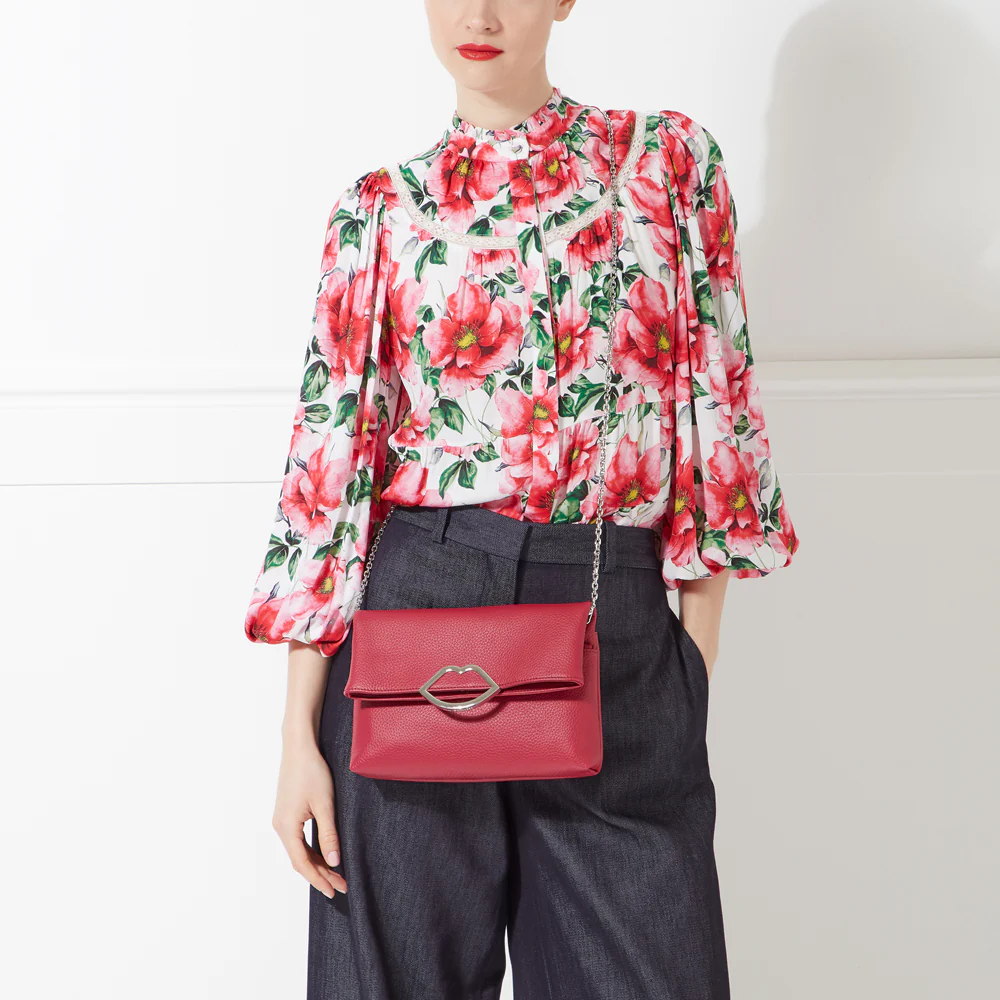 RASPBERRY LEATHER ISSY CLUTCH BAG - Image 5