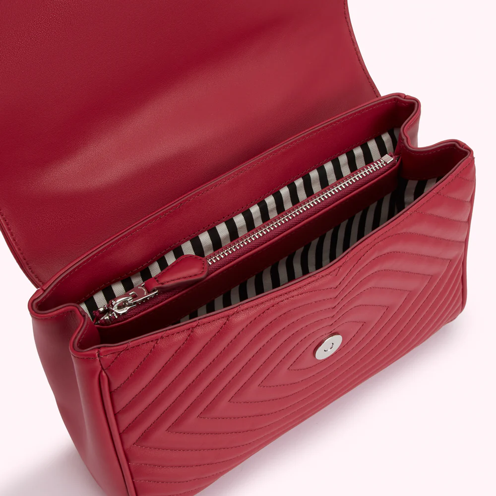 RASPBERRY LIP RIPPLE QUILTED LEATHER BROOKE CROSSBODY BAG - Image 3