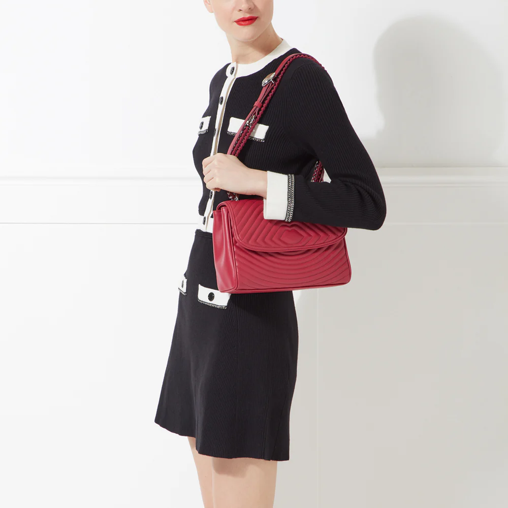 RASPBERRY LIP RIPPLE QUILTED LEATHER BROOKE CROSSBODY BAG - Image 5