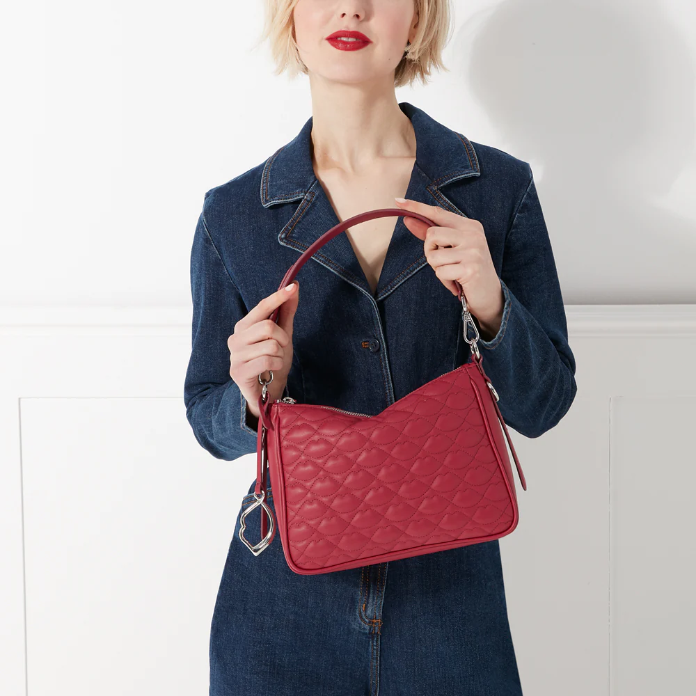 RASPBERRY QUILTED LIP CALLIE CROSSBODY BAG - Image 8