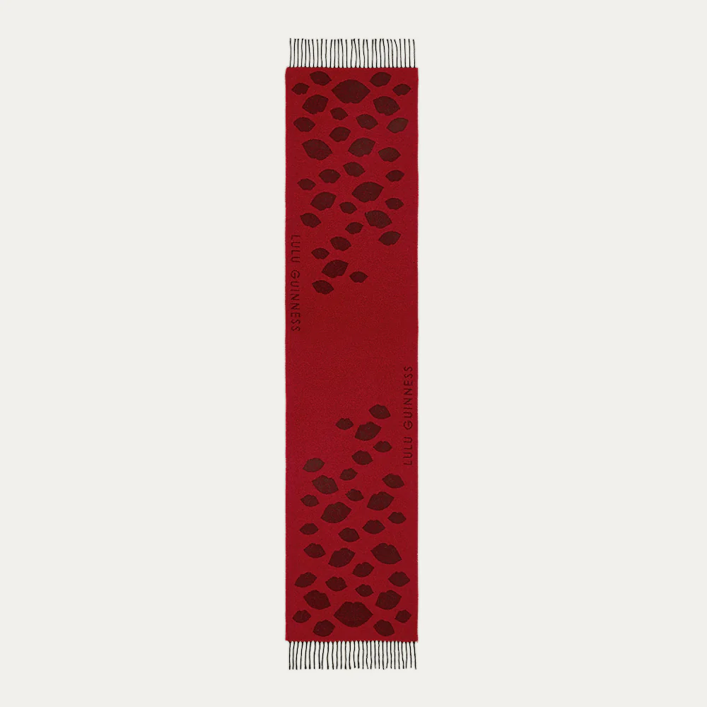 RED AND BLACK WOOL CONFETTI LIP SCARF - Image 3