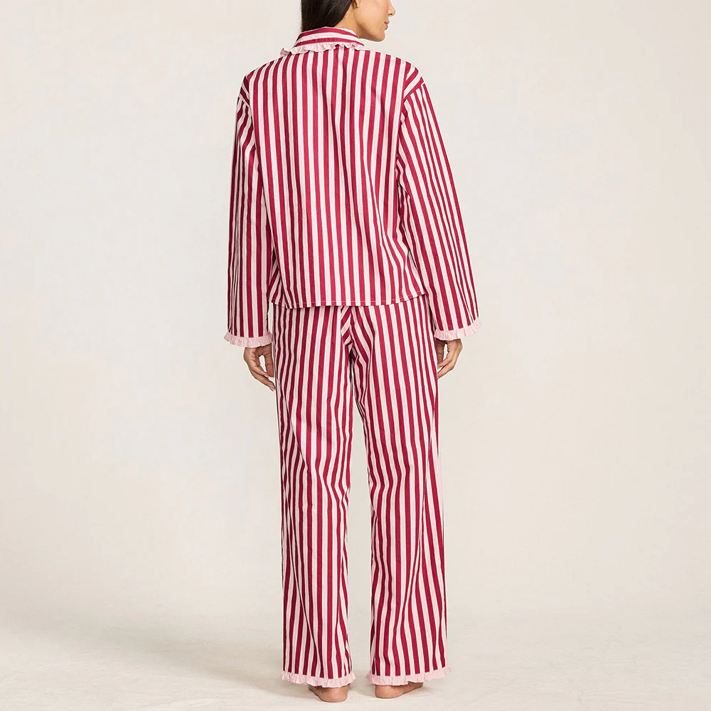 RED & PINK STRIPED PETER PAN COLLAR SLEEP SET - Image 3