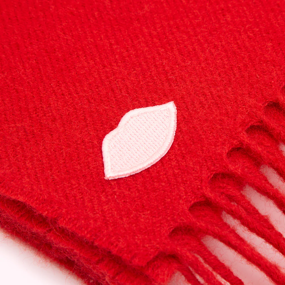 RED EMBROIDERED LIP SCARF - Image 3