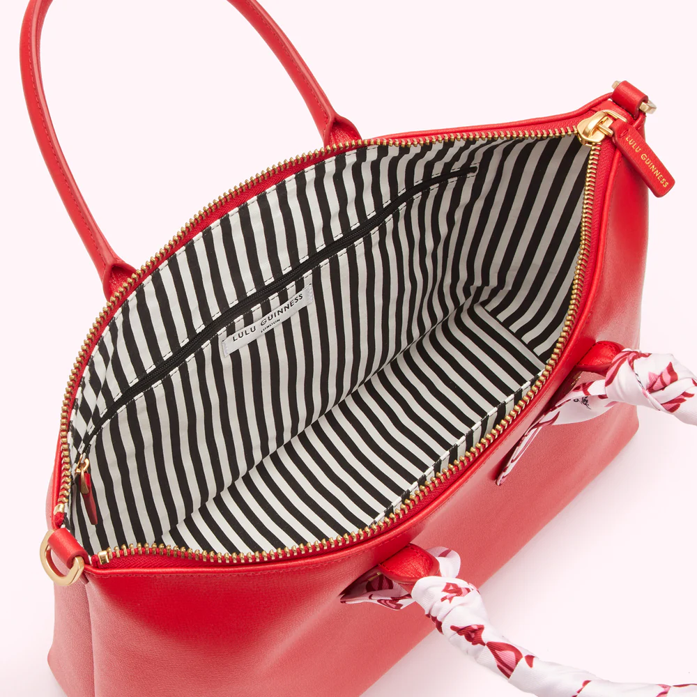 RED LEATHER SCARF FRANCES TOTE BAG - Image 2