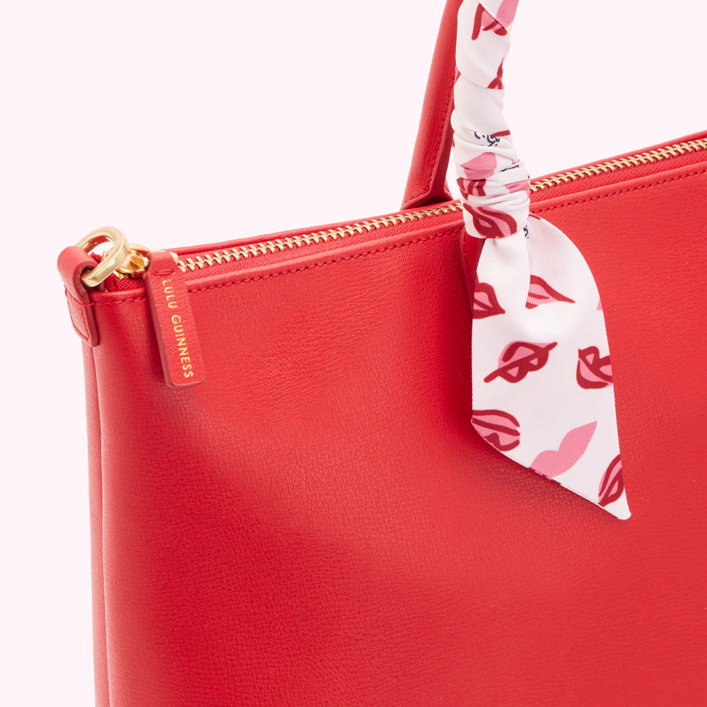 RED LEATHER SCARF FRANCES TOTE BAG - Image 3