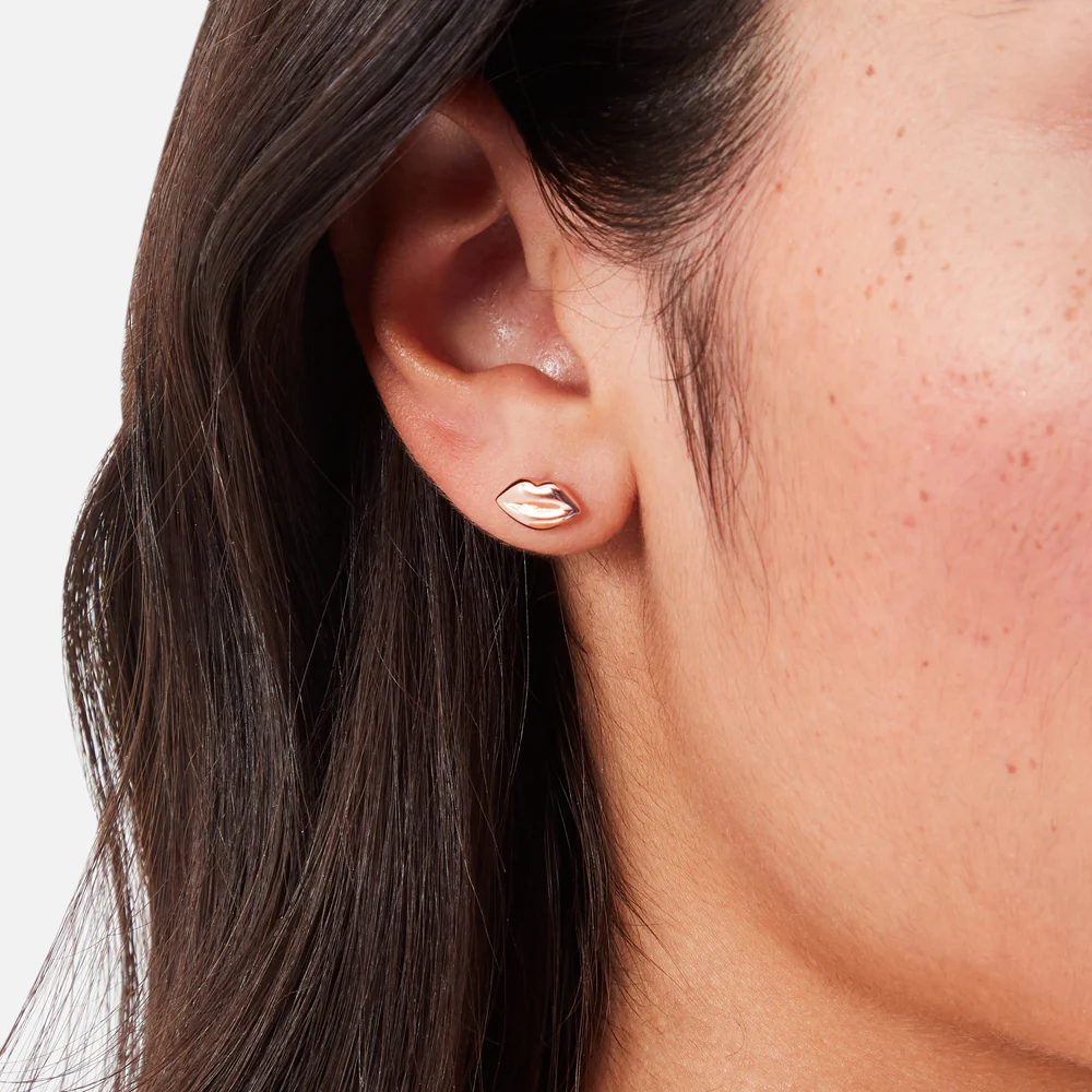 ROSE GOLD LUNA LIP STUD EARRINGS - Image 4