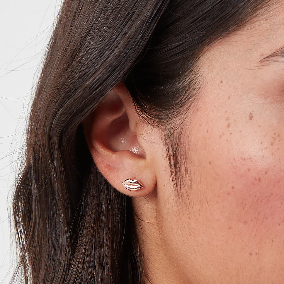 FLURRY OF KISSES TOTE BAG & 14K ROSE GOLD PLATED LUNA LIP STUD EARRINGS - Image 7