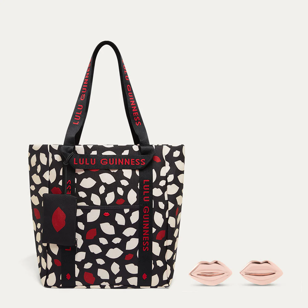 FLURRY OF KISSES TOTE BAG & 14K ROSE GOLD PLATED LUNA LIP STUD EARRINGS - Image 9