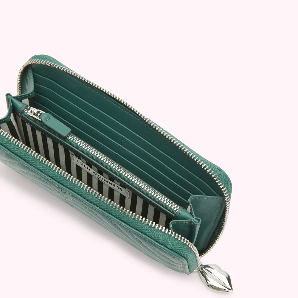 SEAPINE GREEN LIP QUILTED LEATHER TANSY WALLET - Image 4