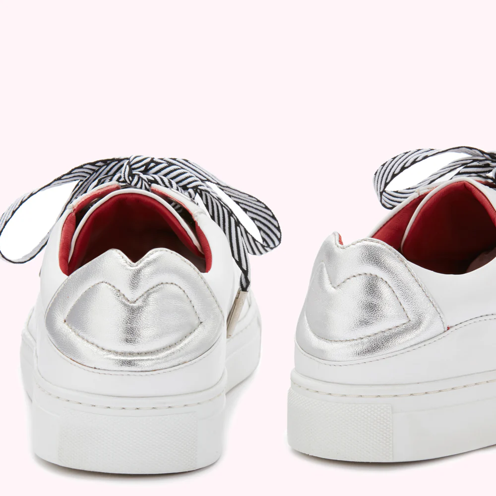 CHALK AND SILVER LEATHER LIPS NATASHA TRAINERS - Image 2