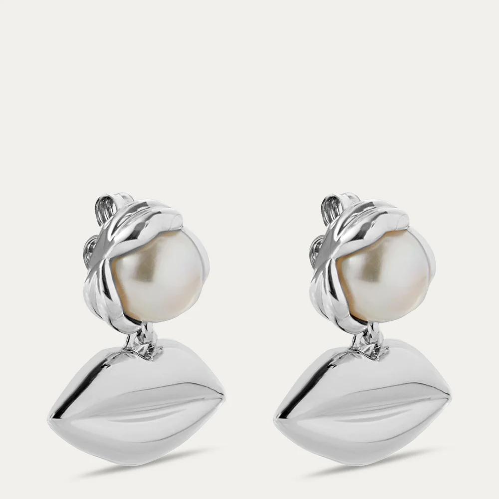 STERLING SILVER LUCIA LIP DROP EARRINGS - Image 2