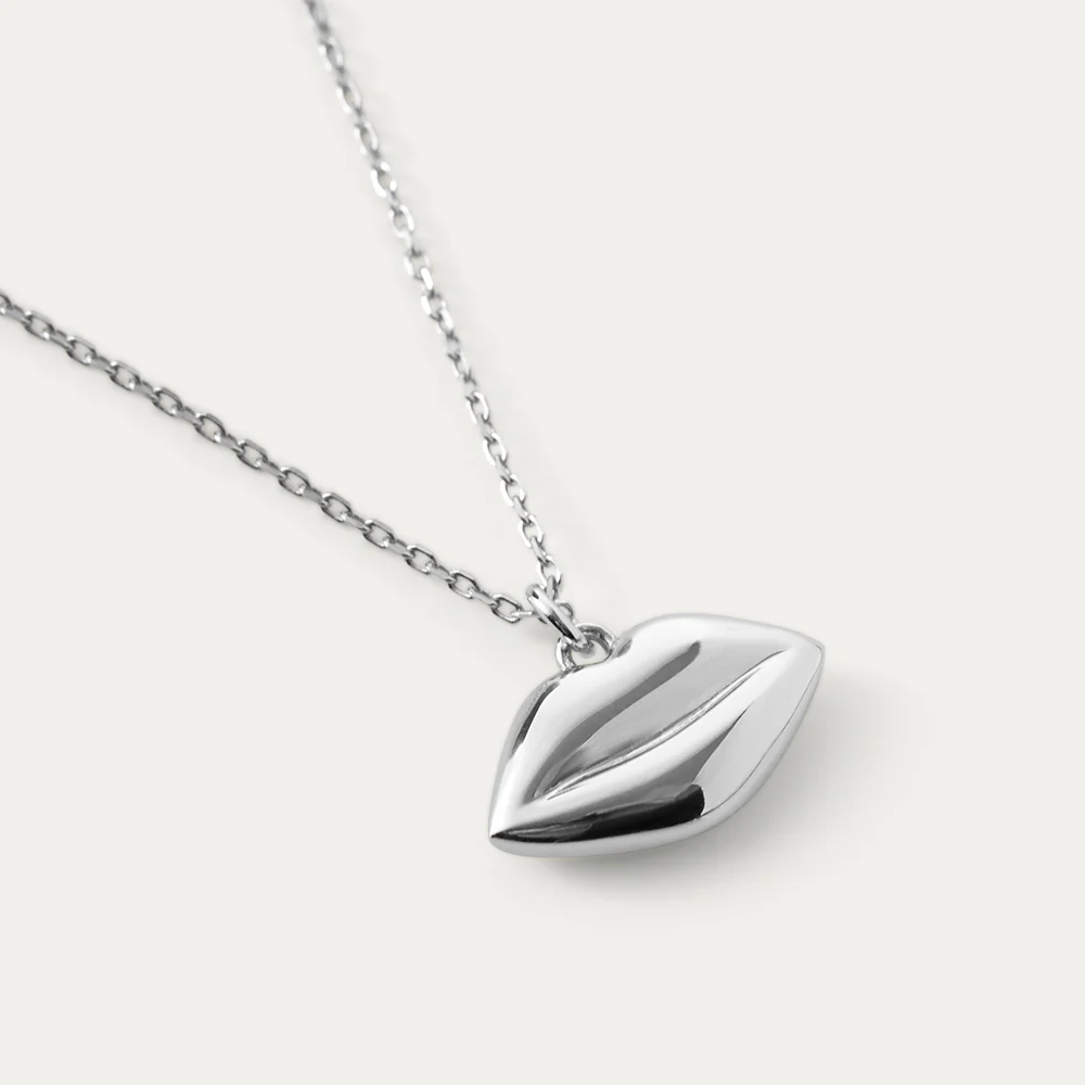 STERLING SILVER LUNA PENDANT NECKLACE & HOOP EARRINGS - Image 2
