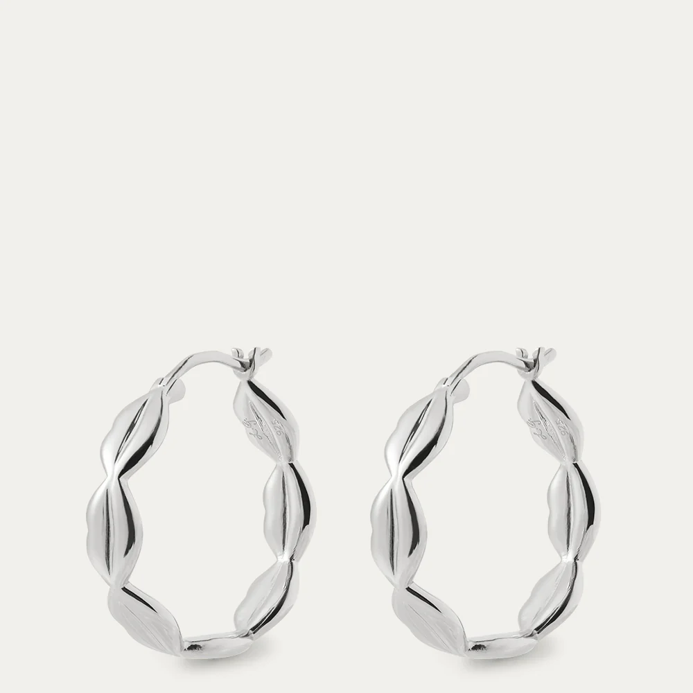 STERLING SILVER LUNA PENDANT NECKLACE & HOOP EARRINGS - Image 4